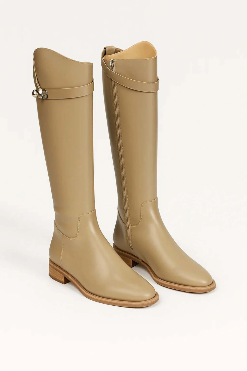 Knee-High Women’s Boots with Buckle Detail