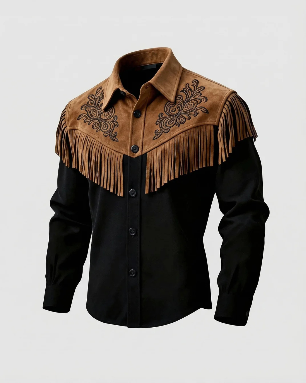 Men's Western Fringe Suede Shirt and Embroidery