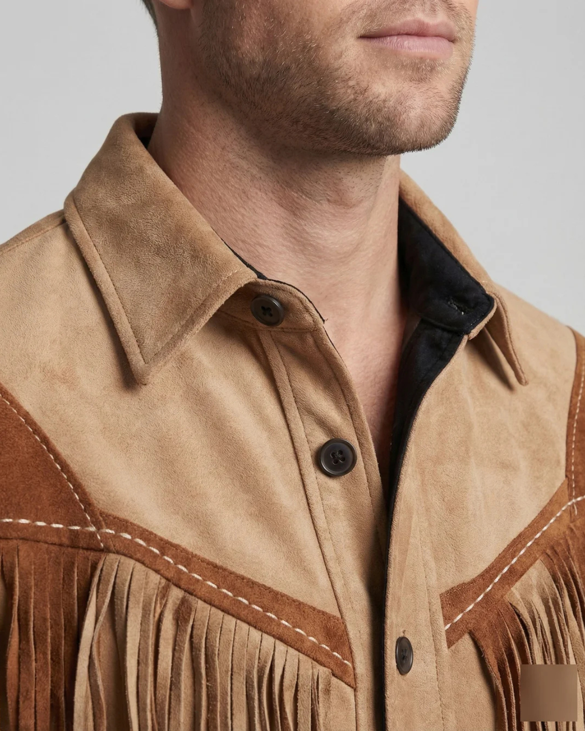 Men's Western Fringe Suede Shirt and Embroidery