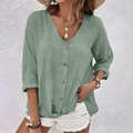 Women's Button-Down V-Neck Blouse