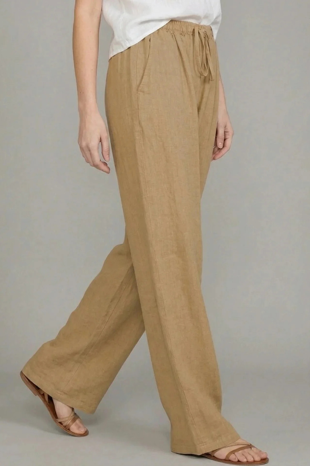 Women's Loose Fit Drawstring Linen Pants