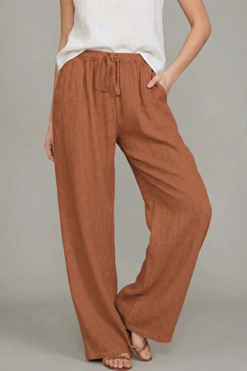 Women's Loose Fit Drawstring Linen Pants