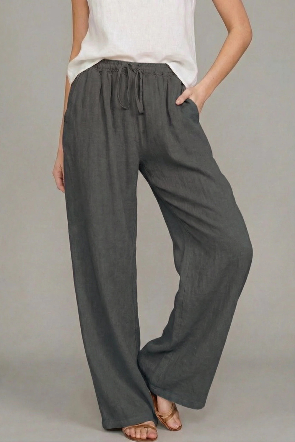 Women's Loose Fit Drawstring Linen Pants
