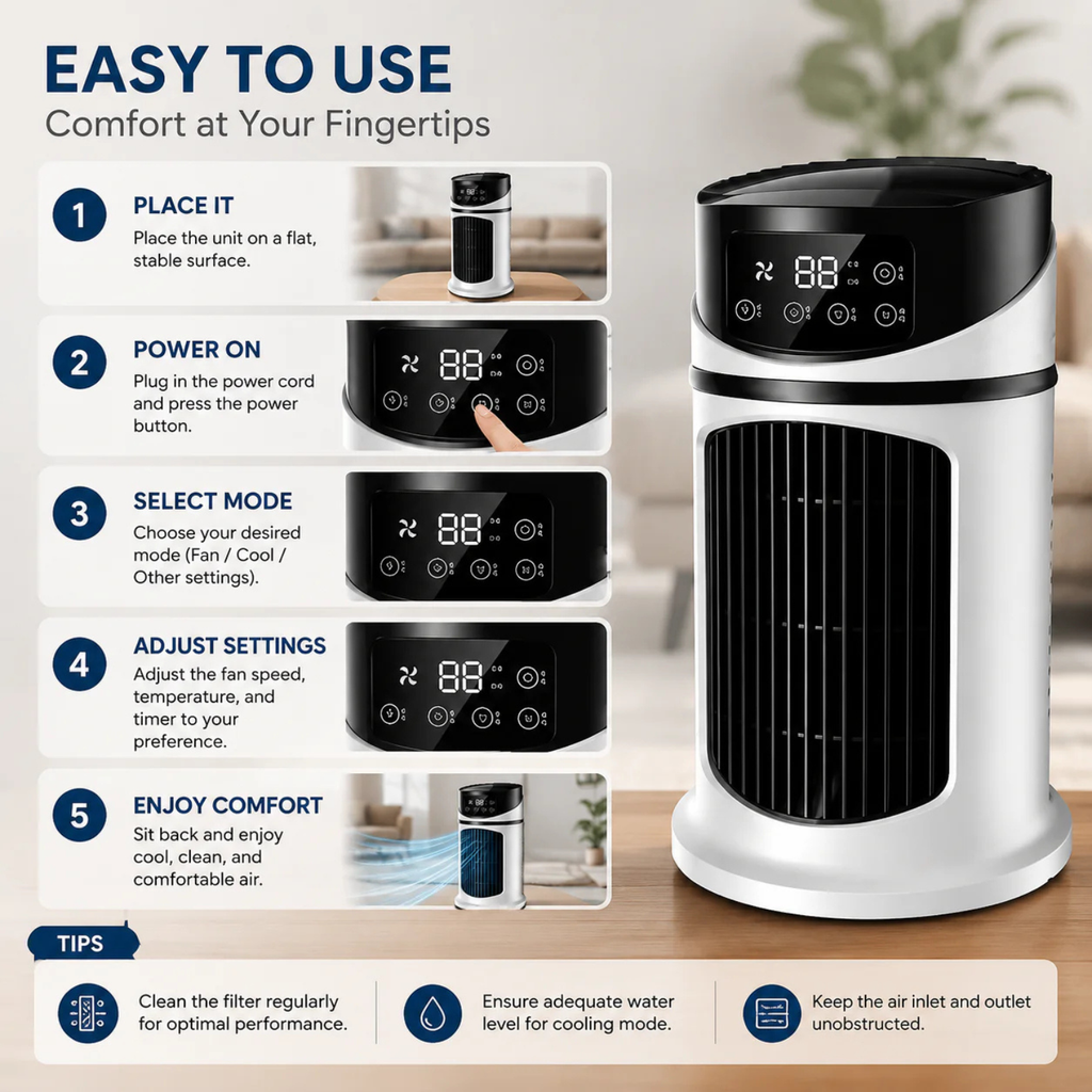 Portable Air Conditioner - Energy Efficient & Compact Room Cooler