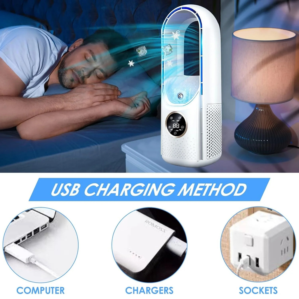 Portable Blade-Free Silent Air Conditioner for Home & Office
