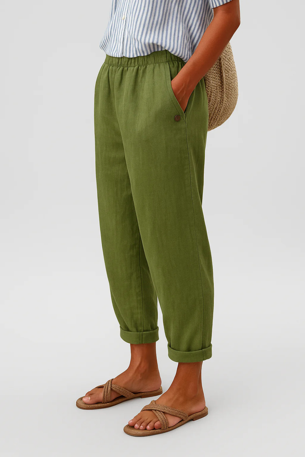 Women's Casual Linen Blend Tapered Pants