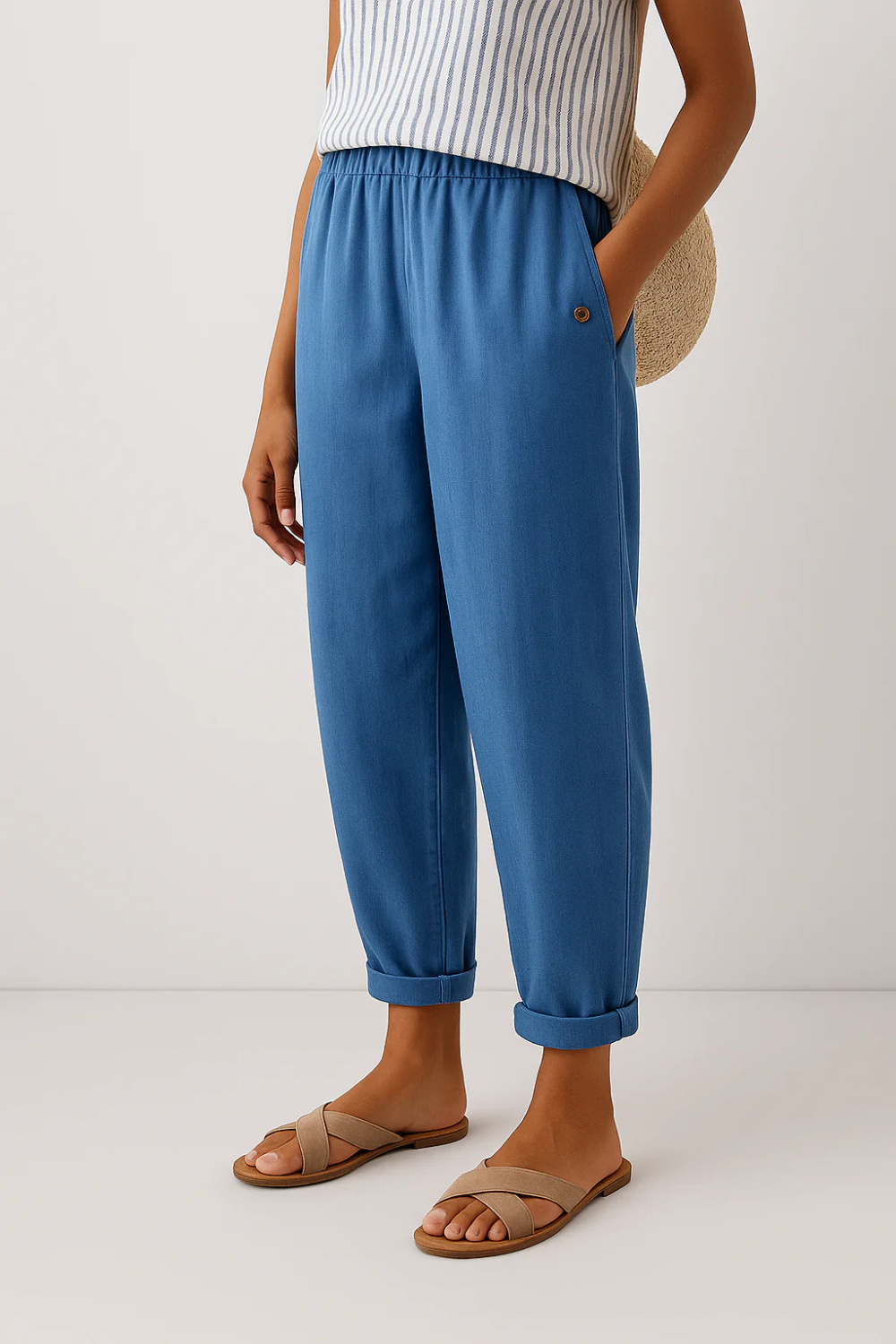 Women's Casual Linen Blend Tapered Pants