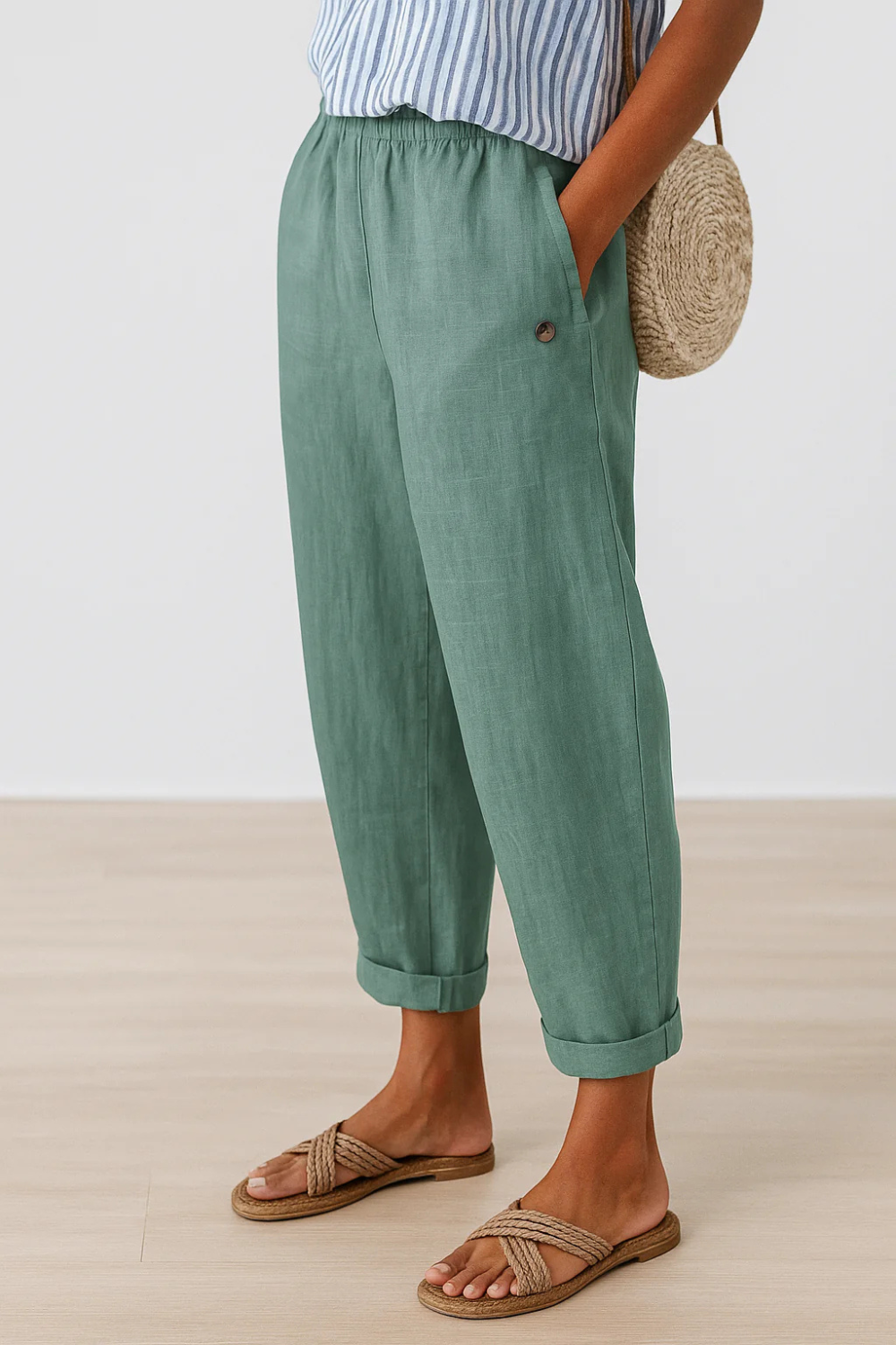 Women's Casual Linen Blend Tapered Pants