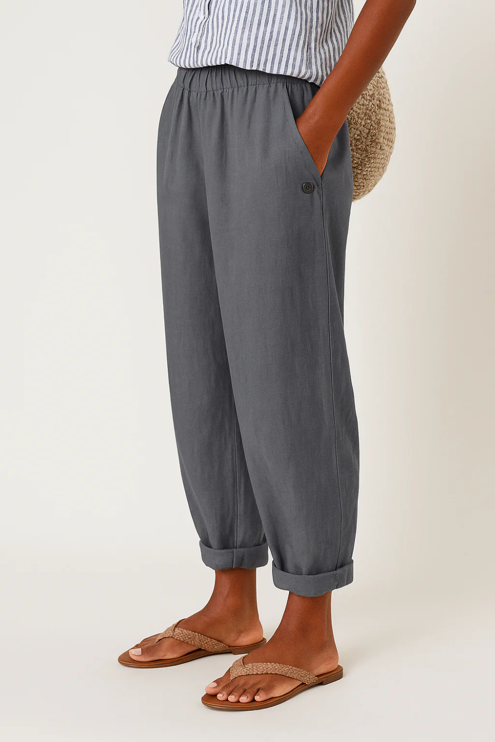 Women's Casual Linen Blend Tapered Pants