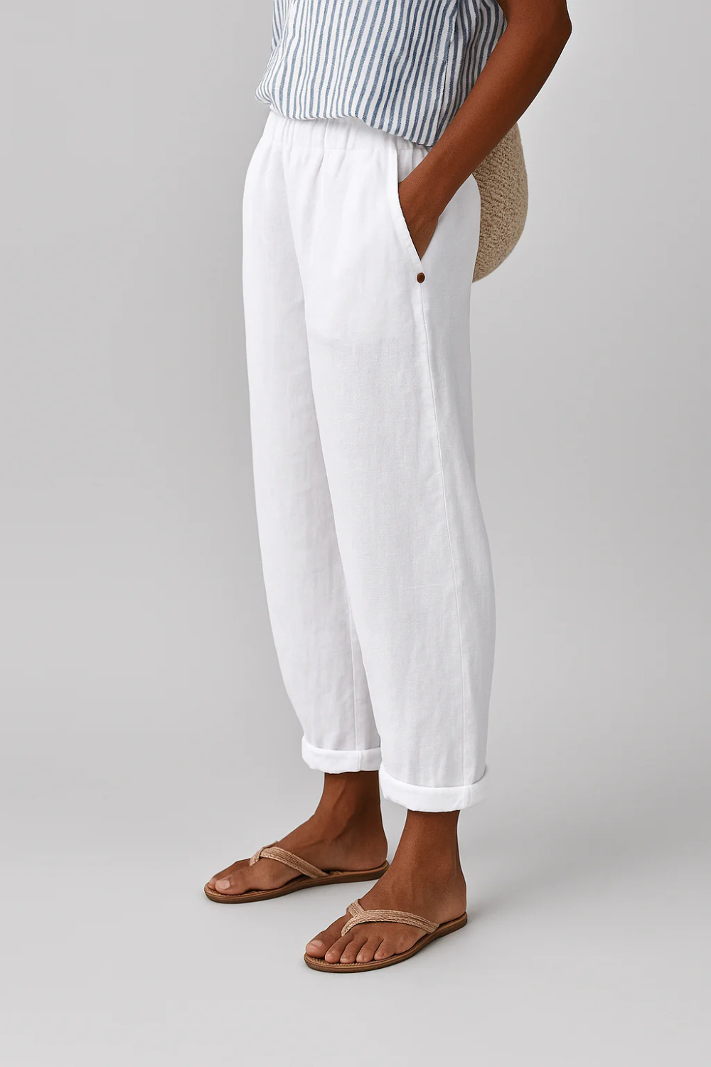 Women's Casual Linen Blend Tapered Pants