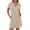 Women's Casual Polo Collar Short Sleeve Mini Dress