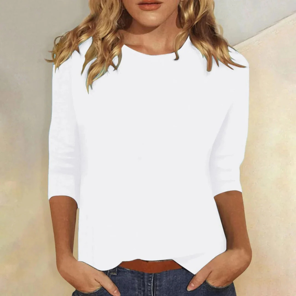 Women's Casual Round Neck 3/4 Sleeve Top