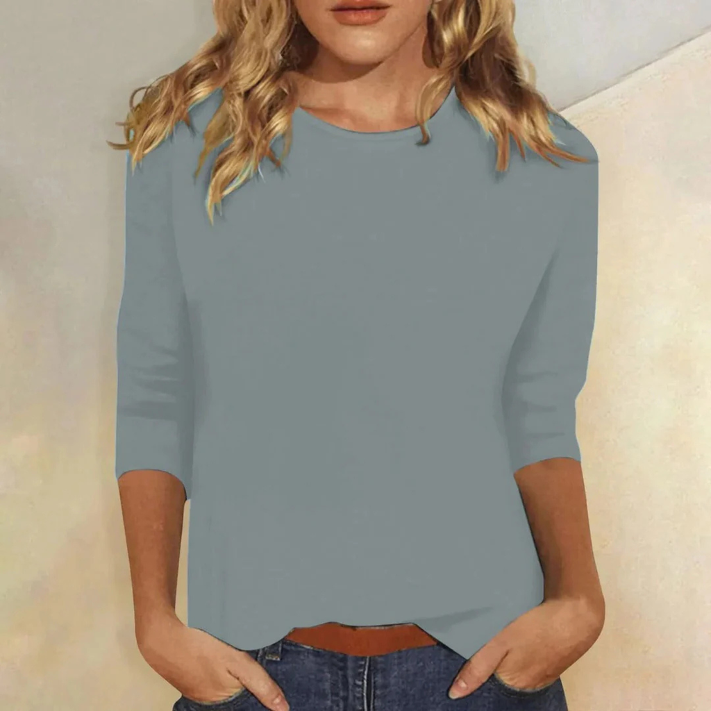 Women's Casual Round Neck 3/4 Sleeve Top