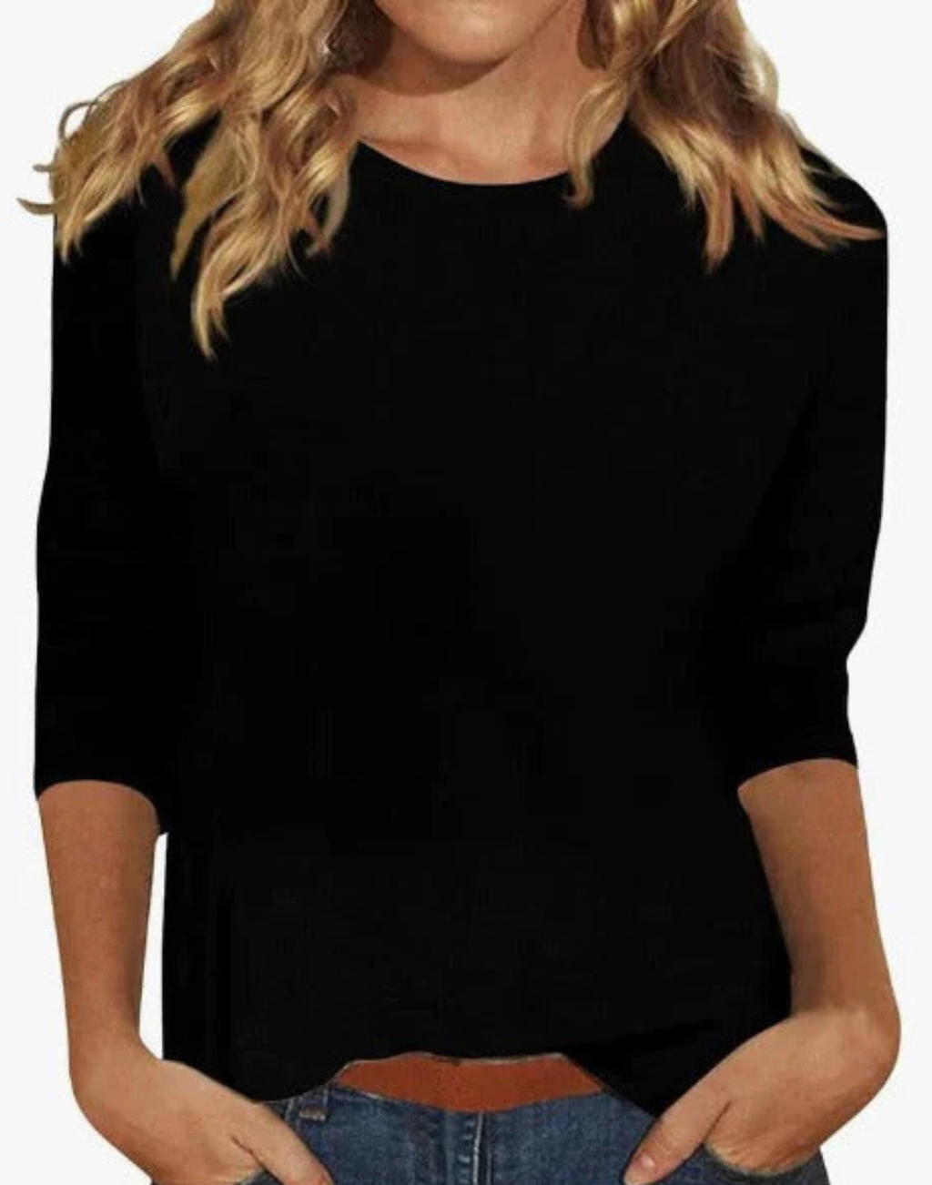 Women's Casual Round Neck 3/4 Sleeve Top