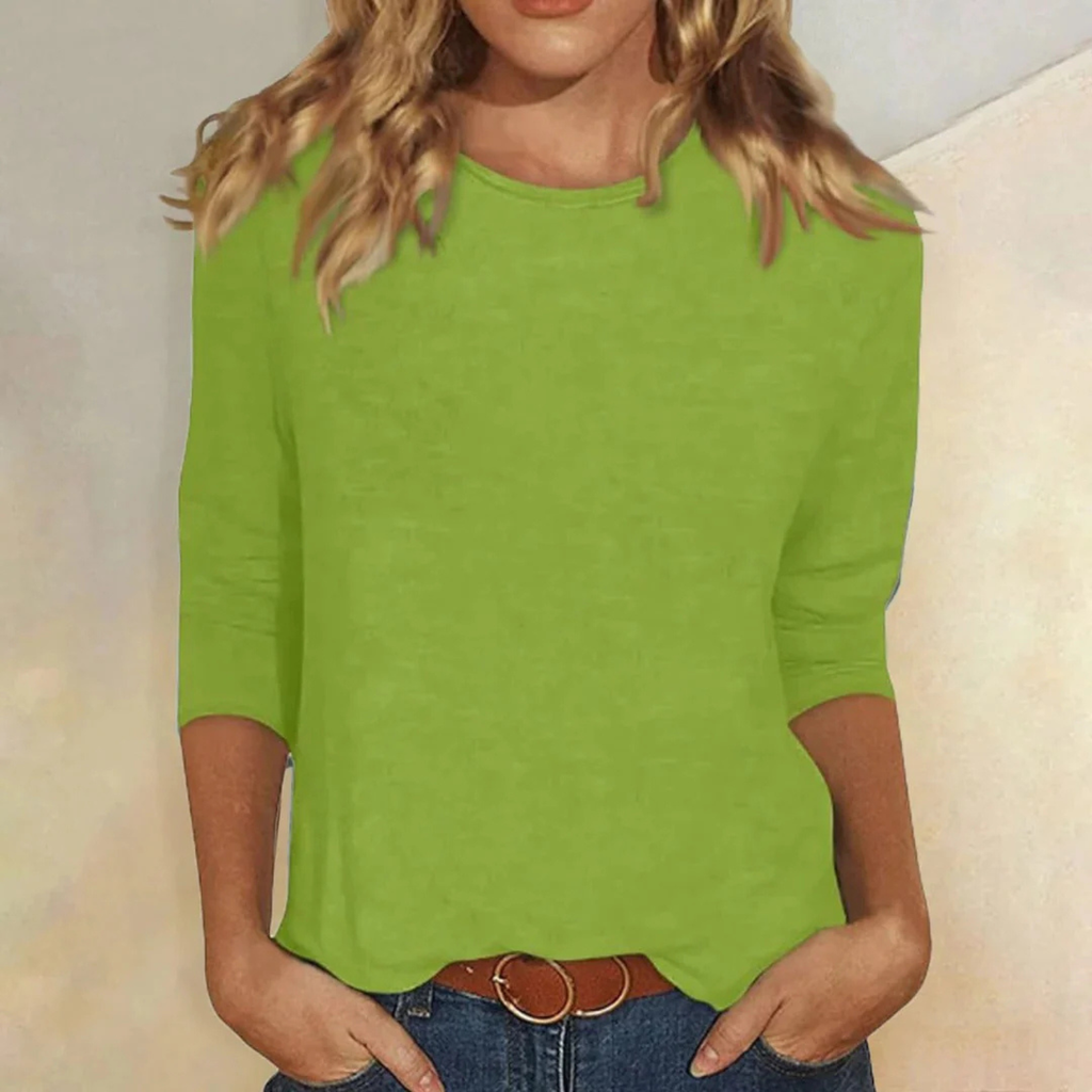 Women's Casual Round Neck 3/4 Sleeve Top