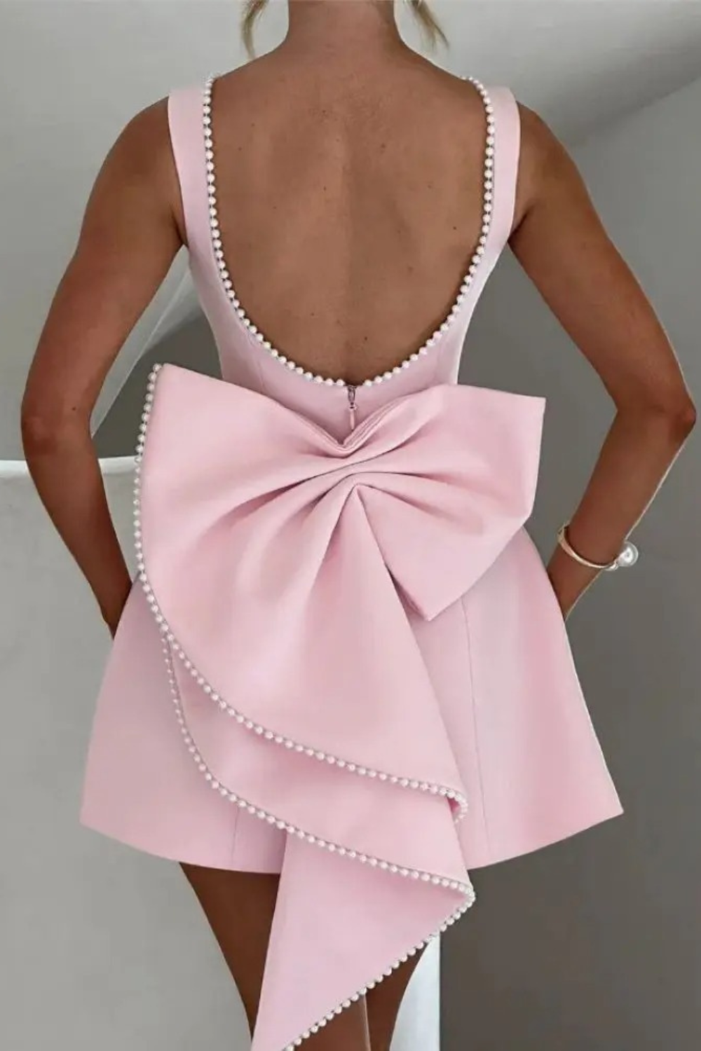 Women's Chic Pearl Detail Party Dress