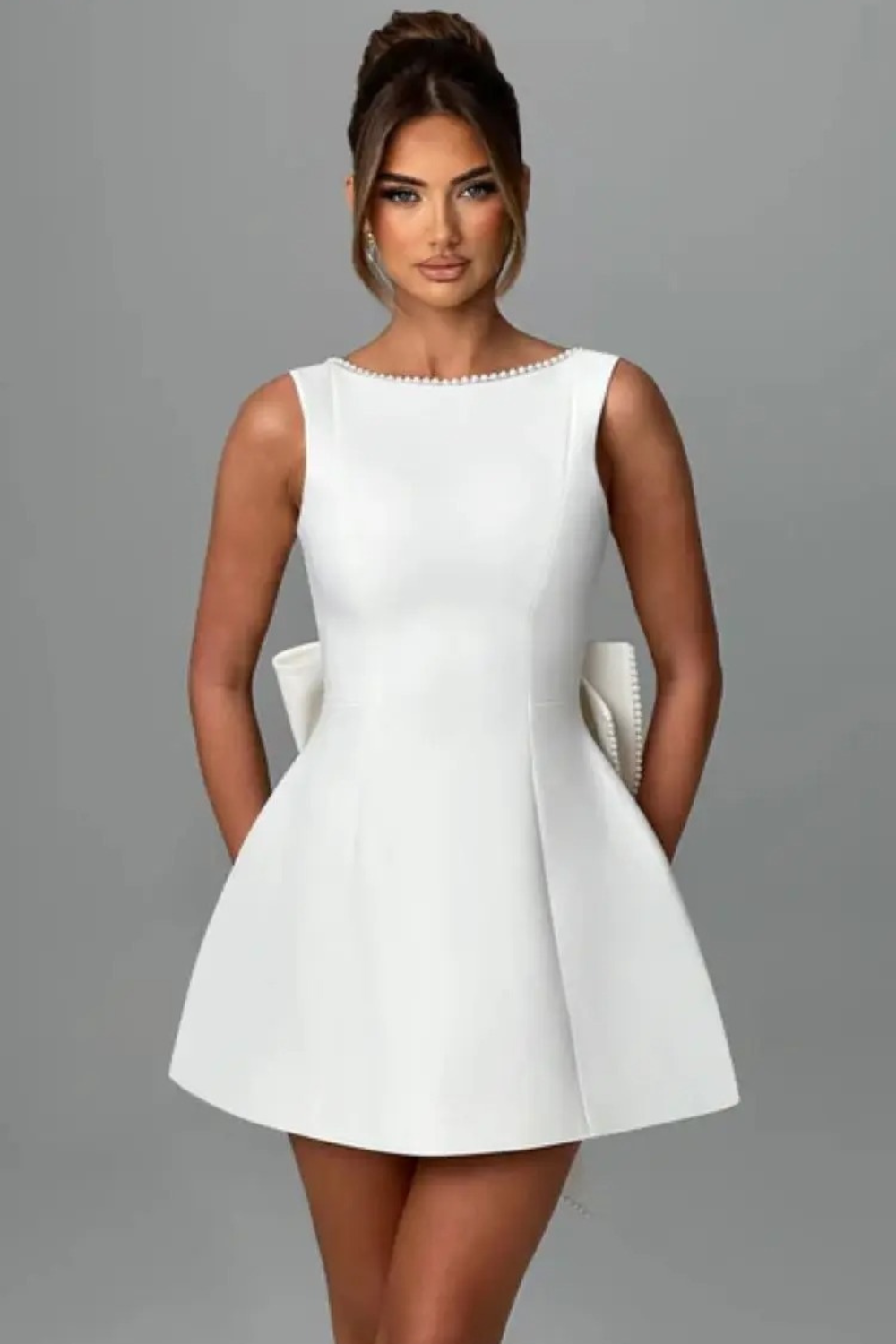Women's Chic Pearl Detail Party Dress