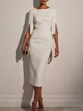 Women's Elegant Pearl Detail Midi Dress