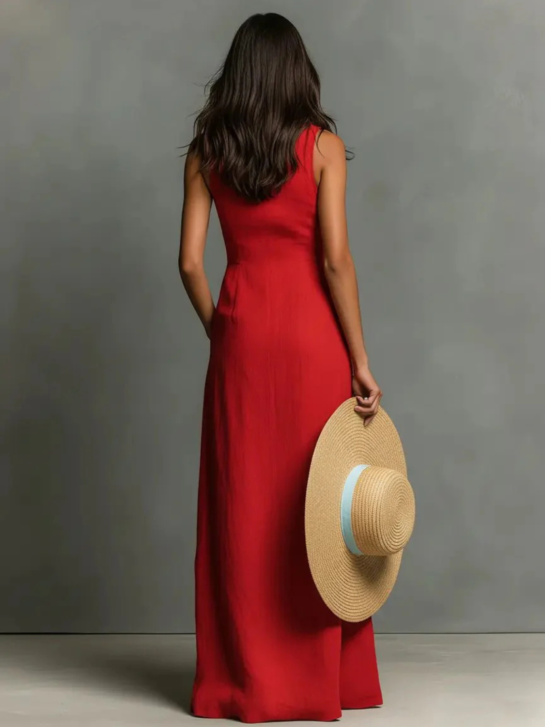Women's Elegant Sleeveless Button-Front Maxi Dress
