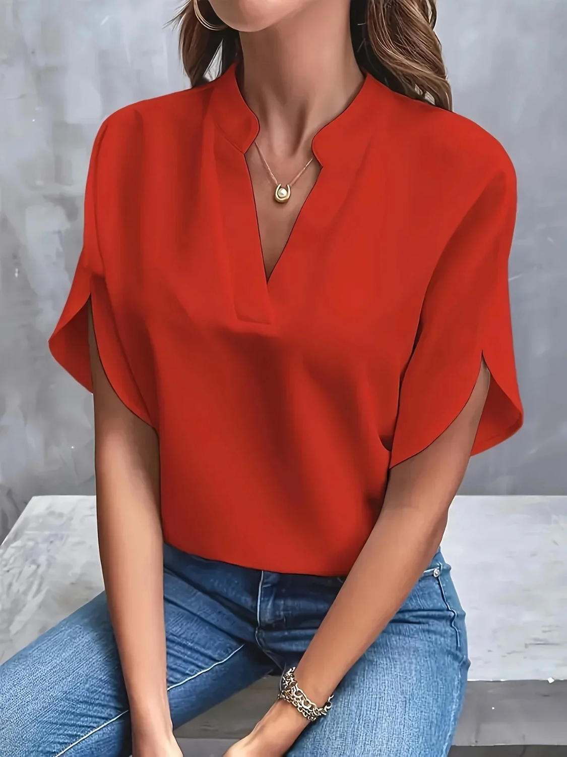 Women's Elegant V-Neck Blouse