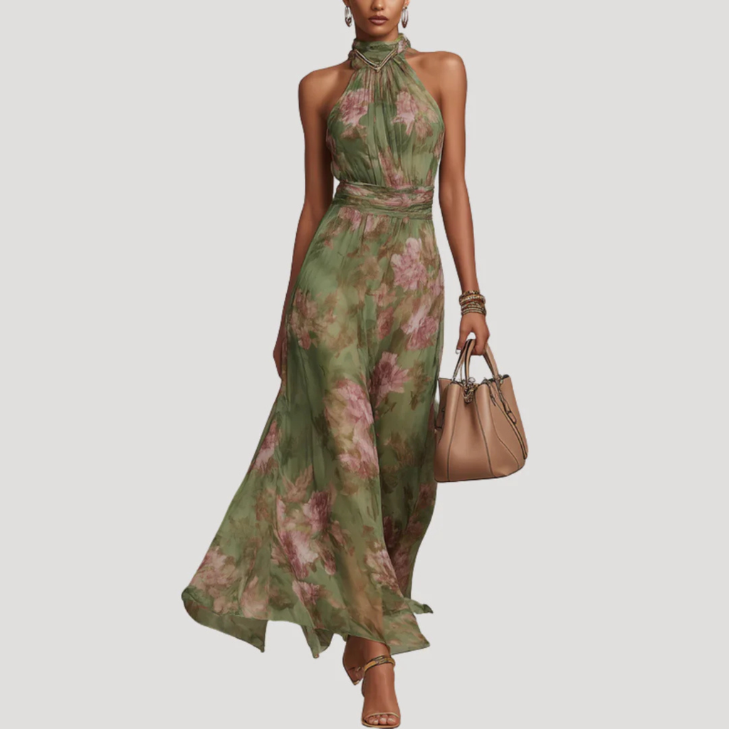 Women's Floral Flattering Wedding Guest Maxi Dress