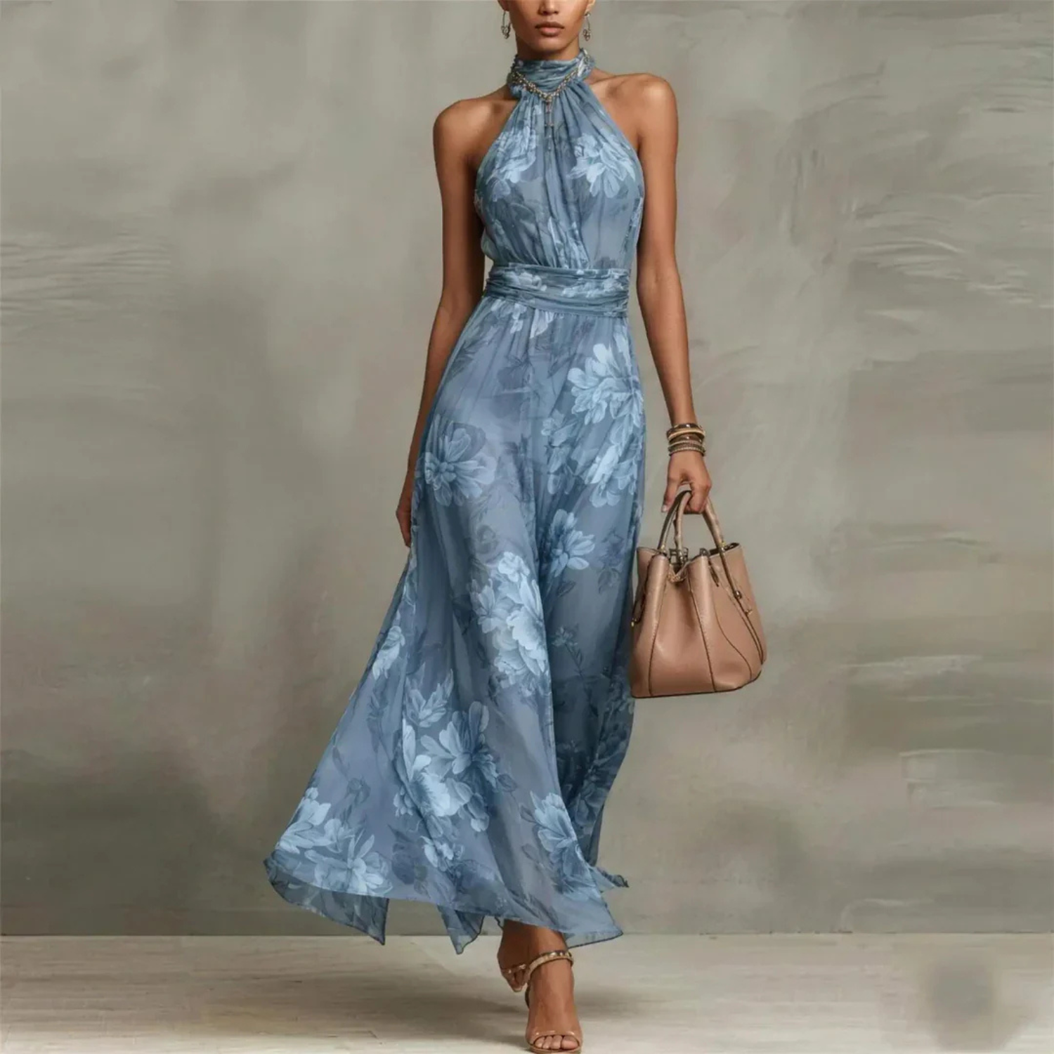 Women's Floral Flattering Wedding Guest Maxi Dress