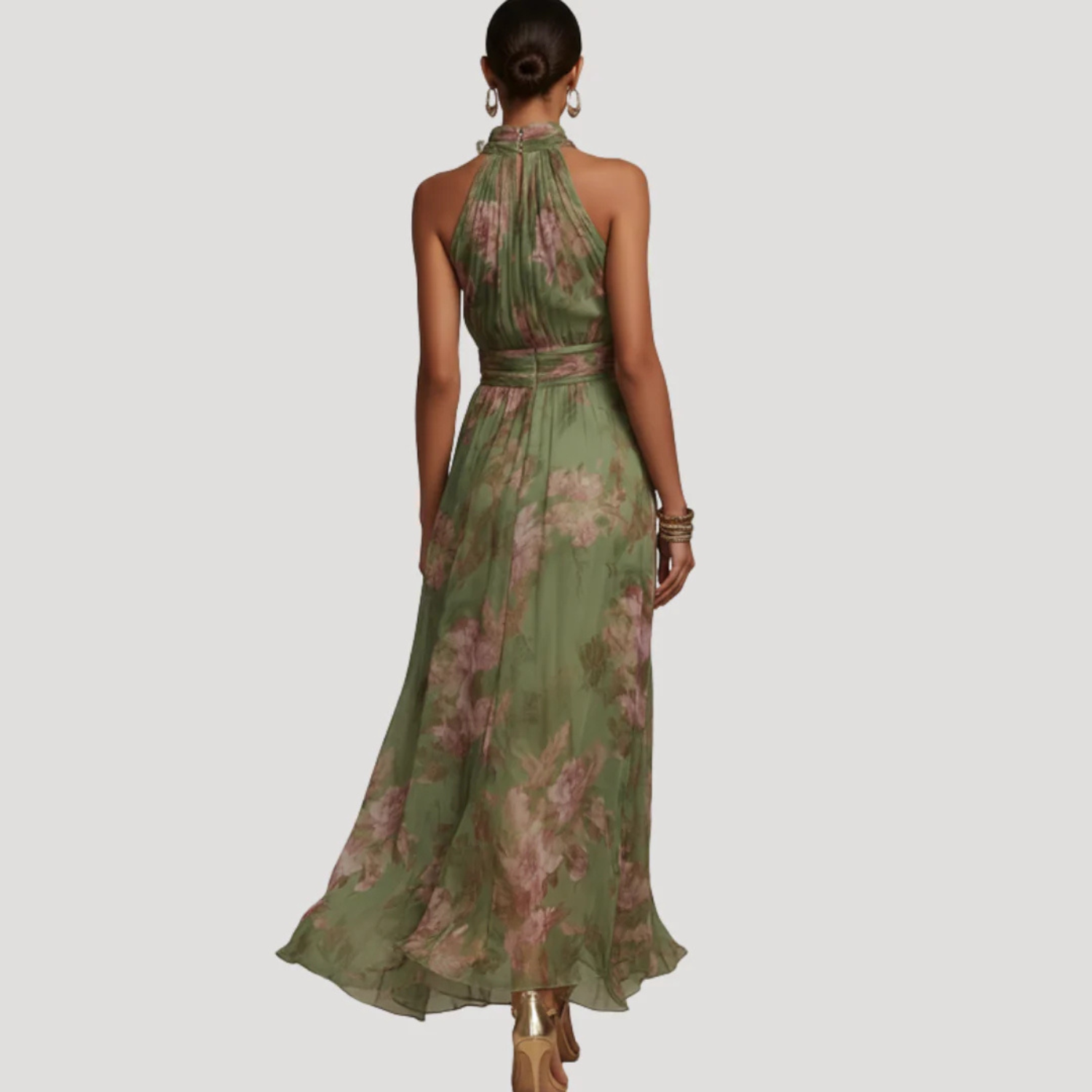 Women's Floral Flattering Wedding Guest Maxi Dress