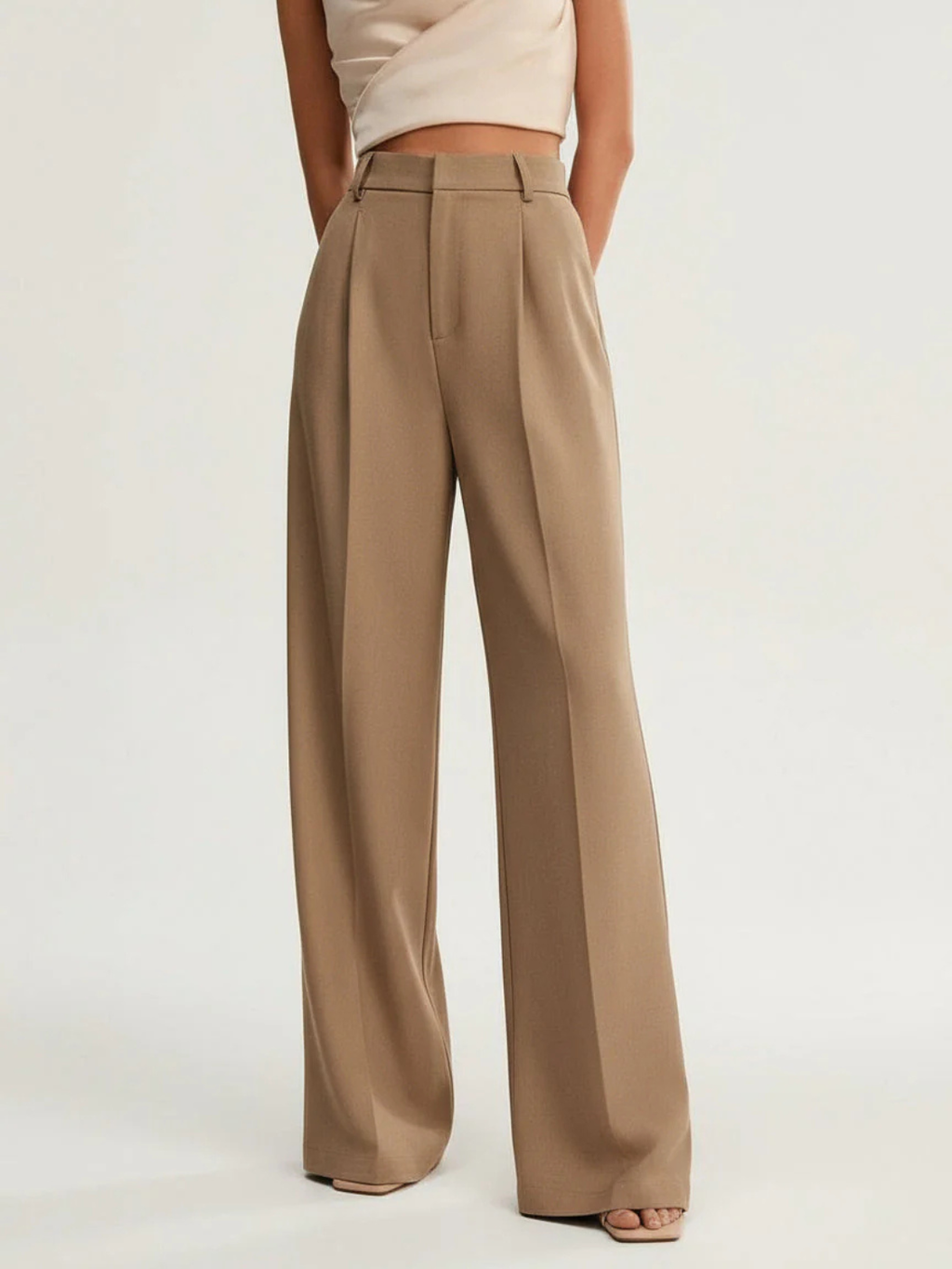 Women's High Waist Tailored Wide Leg Pants