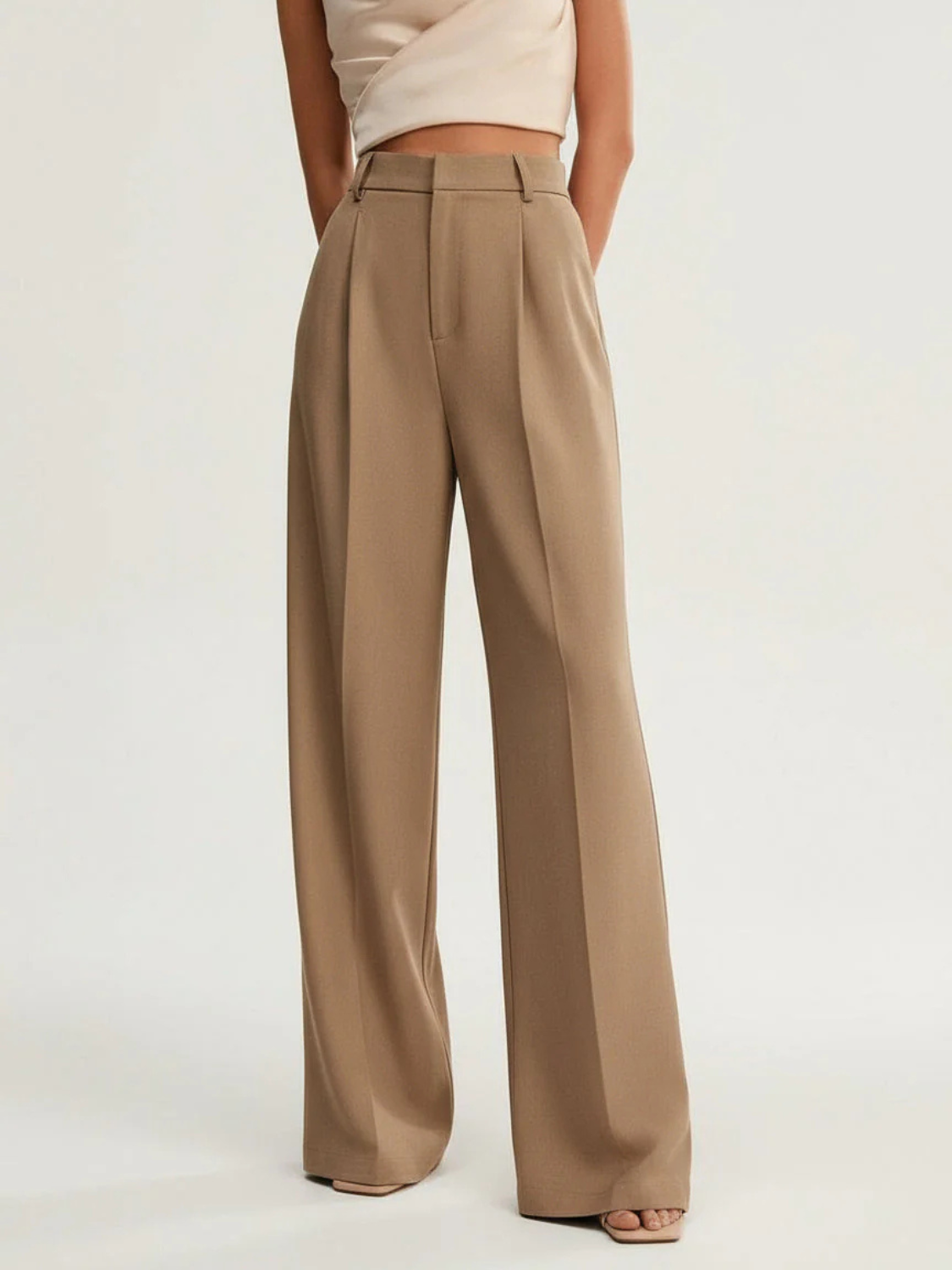 Women's High Waist Tailored Wide Leg Pants