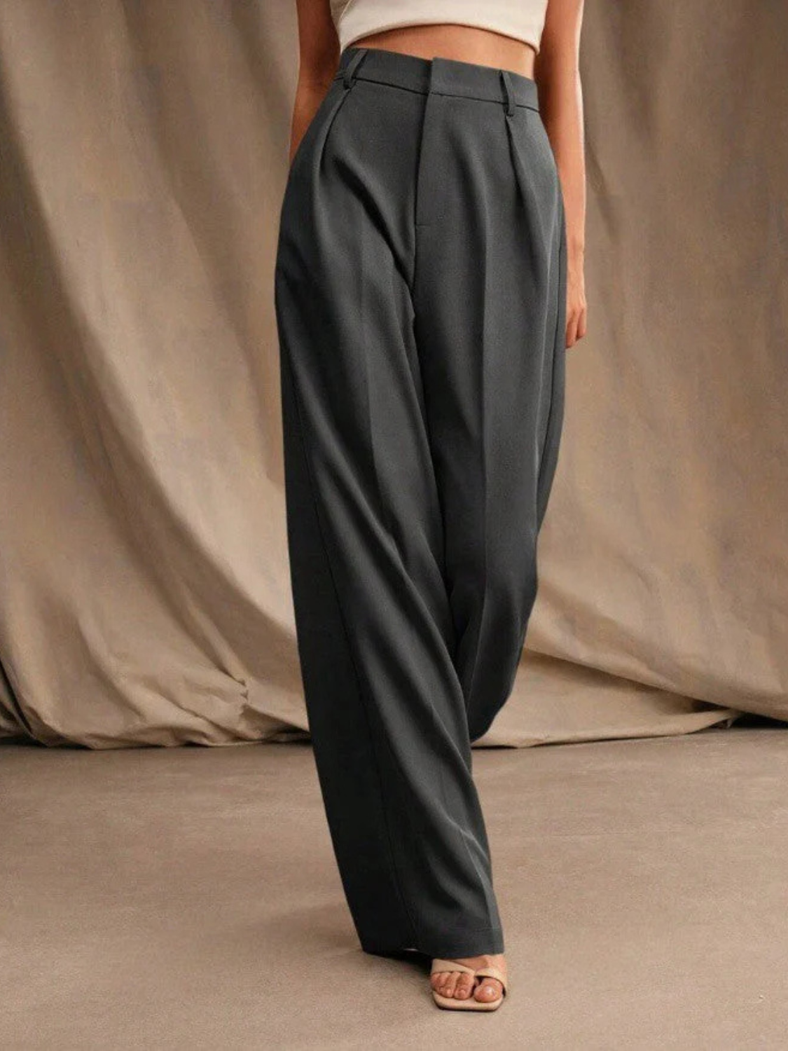 Women's High Waist Tailored Wide Leg Pants