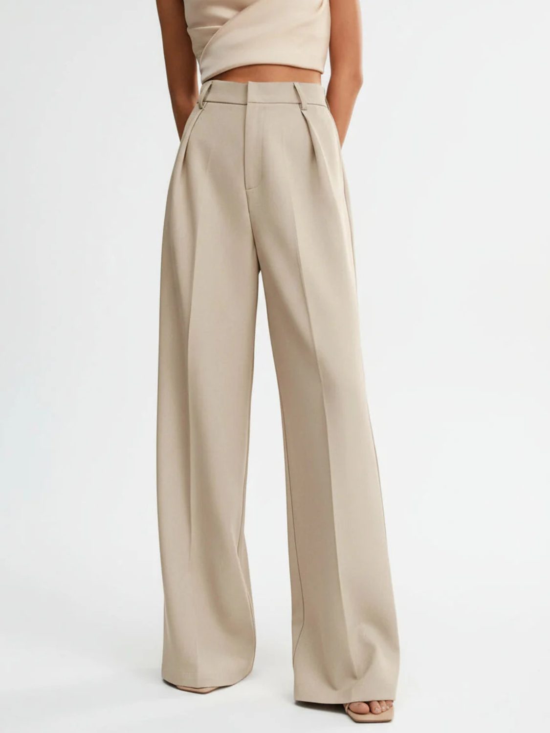 Women's High Waist Tailored Wide Leg Pants