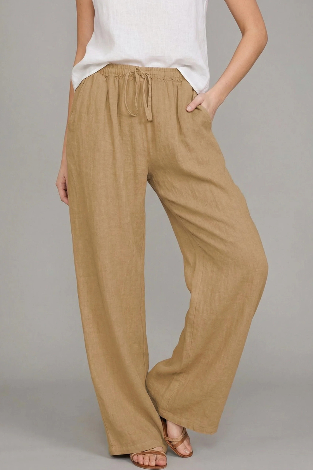 Women's Loose Fit Drawstring Linen Pants