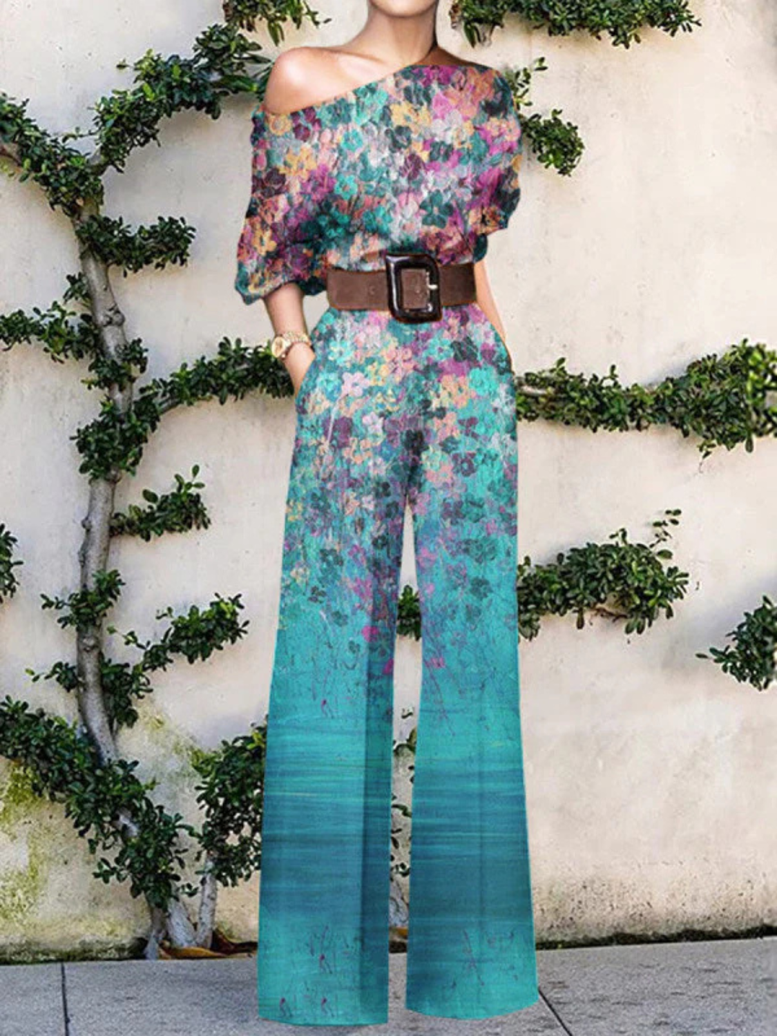 Women's Modern One Shoulder Wide Leg Jumpsuit
