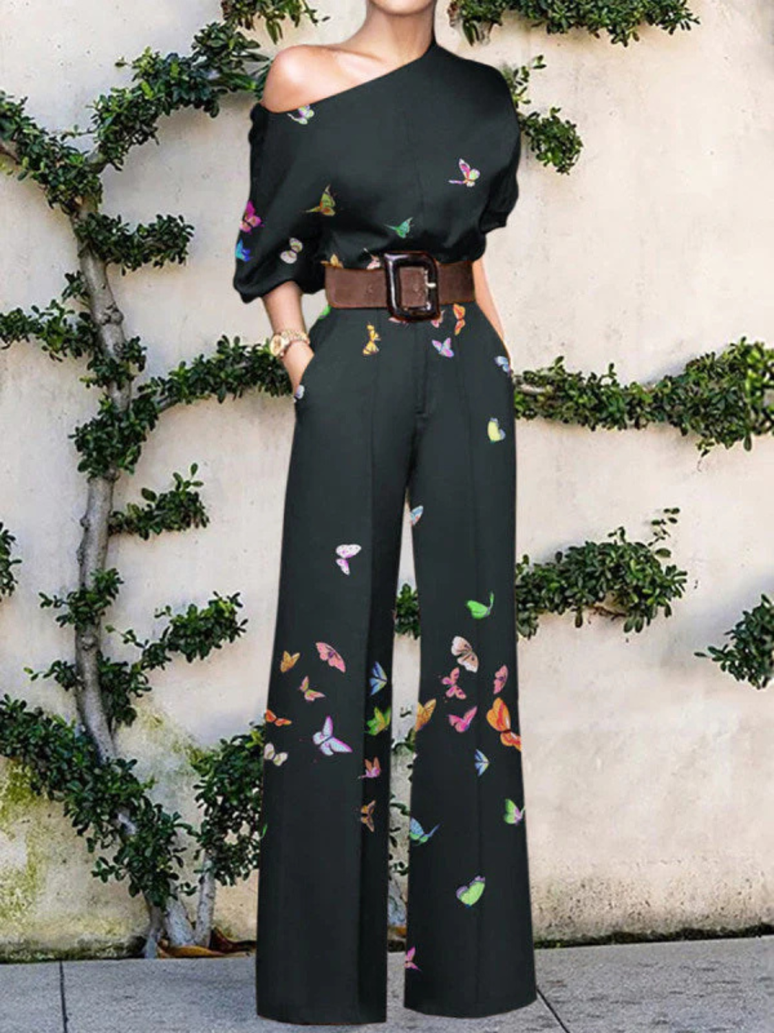 Women's Modern One Shoulder Wide Leg Jumpsuit