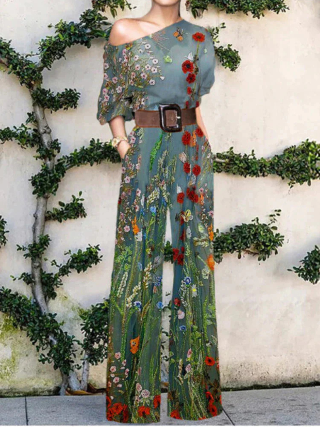 Women's Modern One Shoulder Wide Leg Jumpsuit