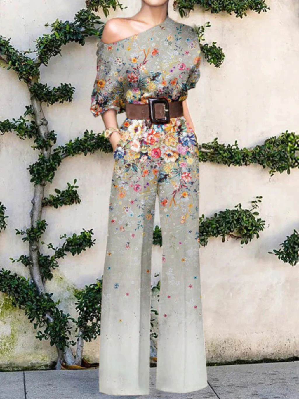 Women's Modern One Shoulder Wide Leg Jumpsuit