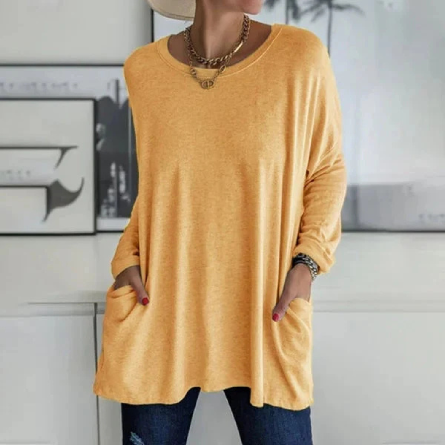 Women's Oversized Long Sleeve Tunic Top