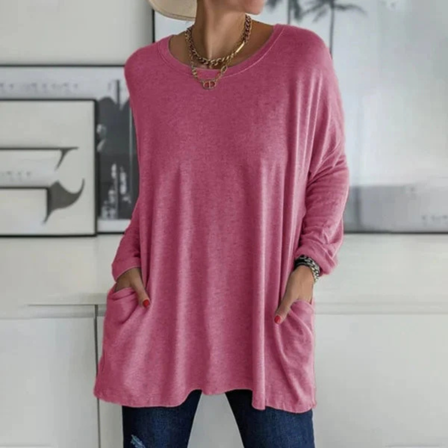 Women's Oversized Long Sleeve Tunic Top