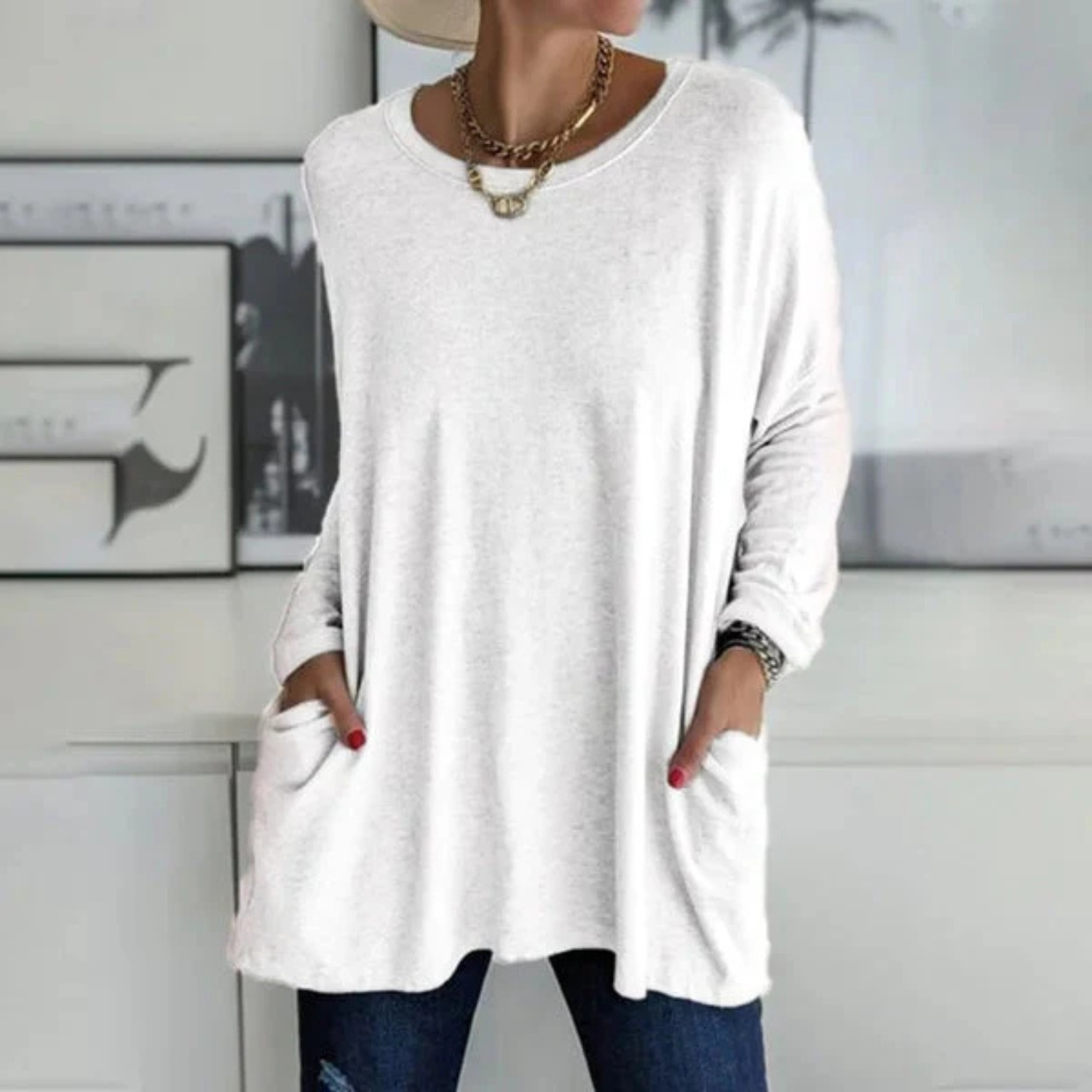 Women's Oversized Long Sleeve Tunic Top