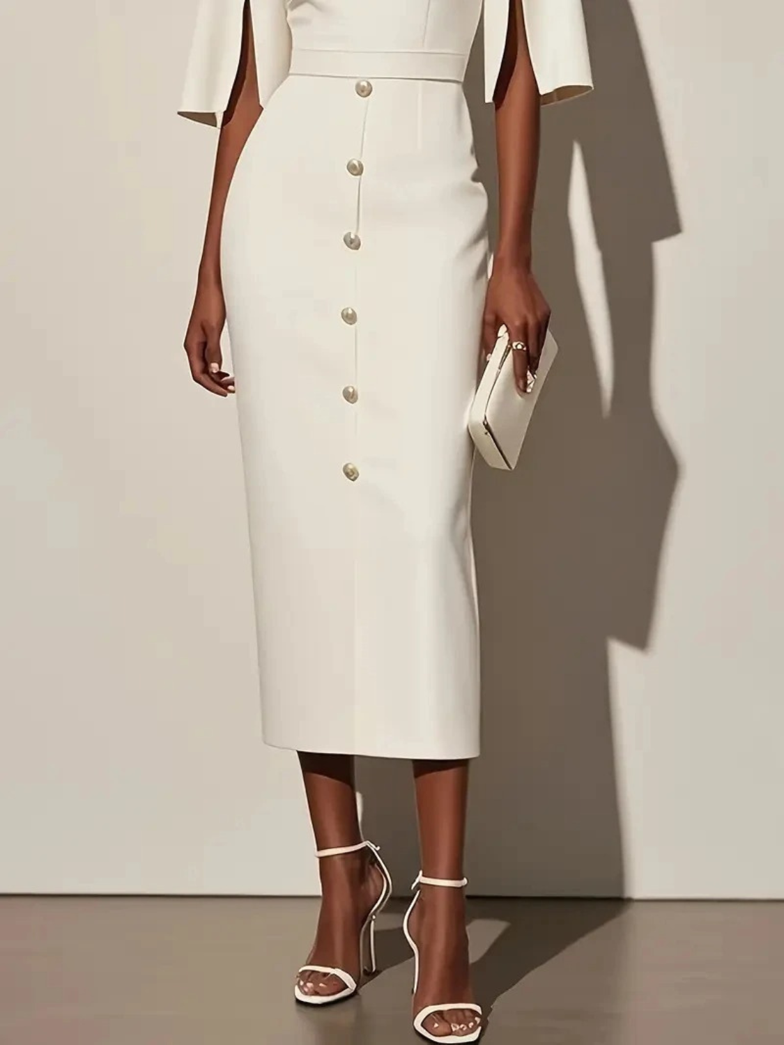 Women's Premium Button Detail Midi Dress