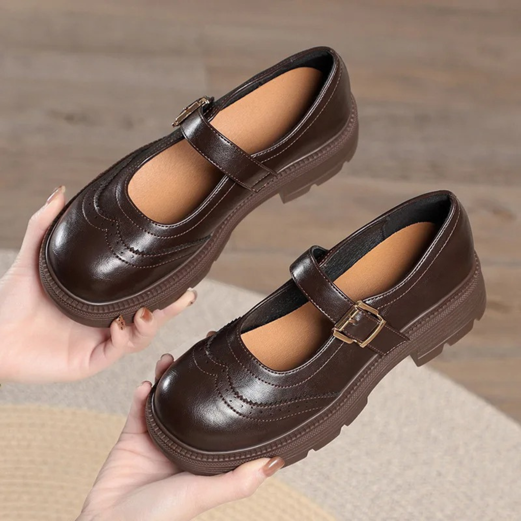 Women's Retro Leather Brogue Mary Jane Shoes