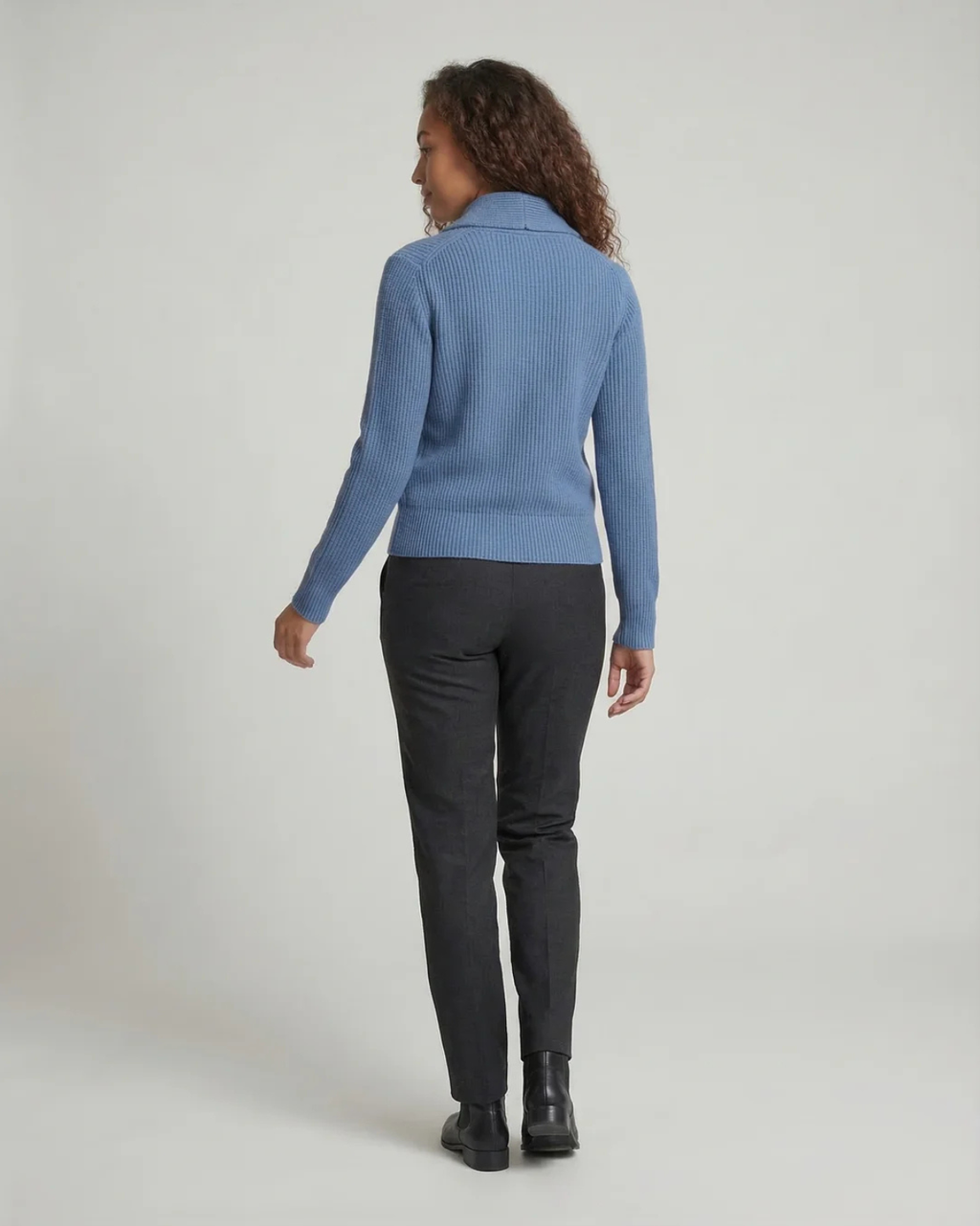 Women's Shawl Collar Ribbed Cardigan