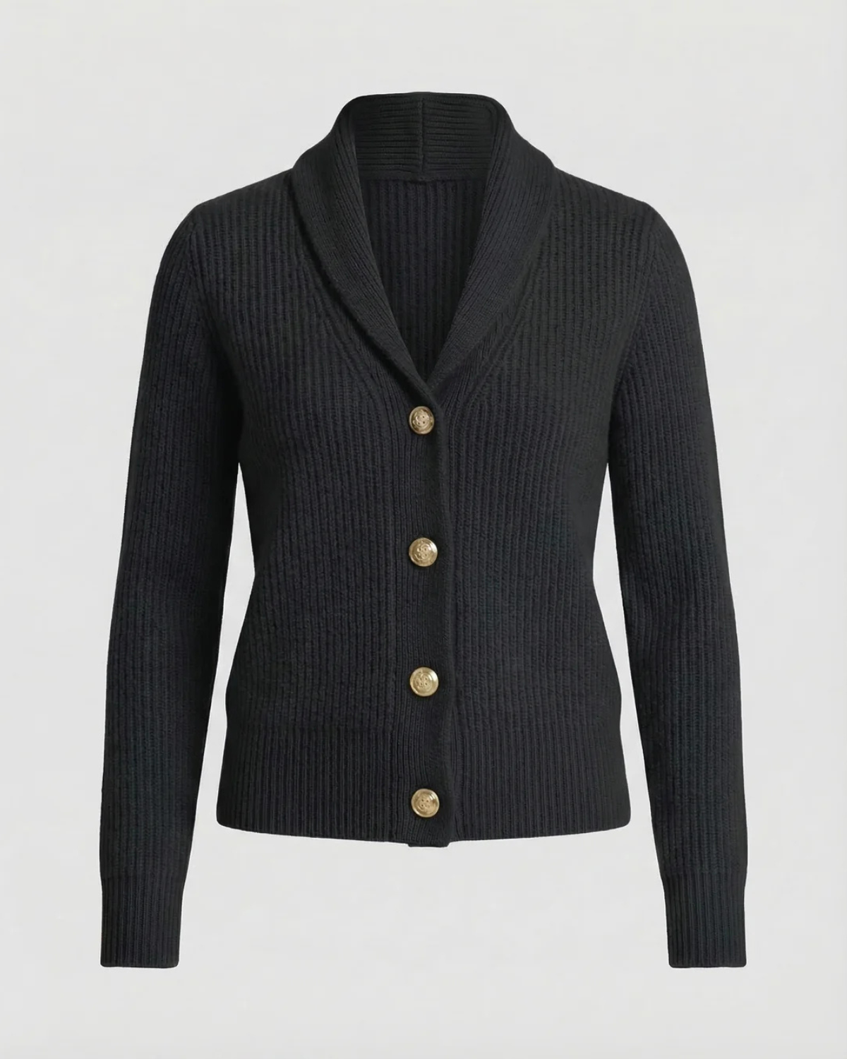 Women's Shawl Collar Ribbed Cardigan