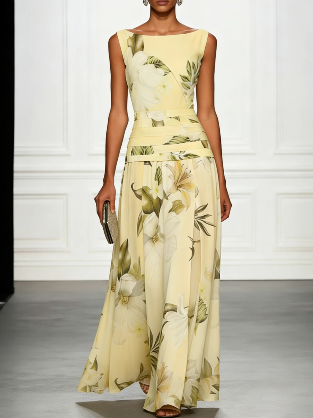 Women's Sleeveless Floral Wedding Guest Maxi Dress