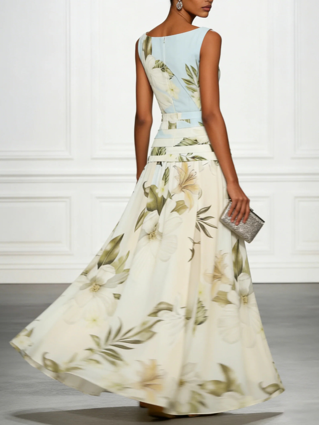 Women's Sleeveless Floral Wedding Guest Maxi Dress