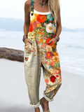Women's Sleeveless Vintage Floral Print Jumpsuit