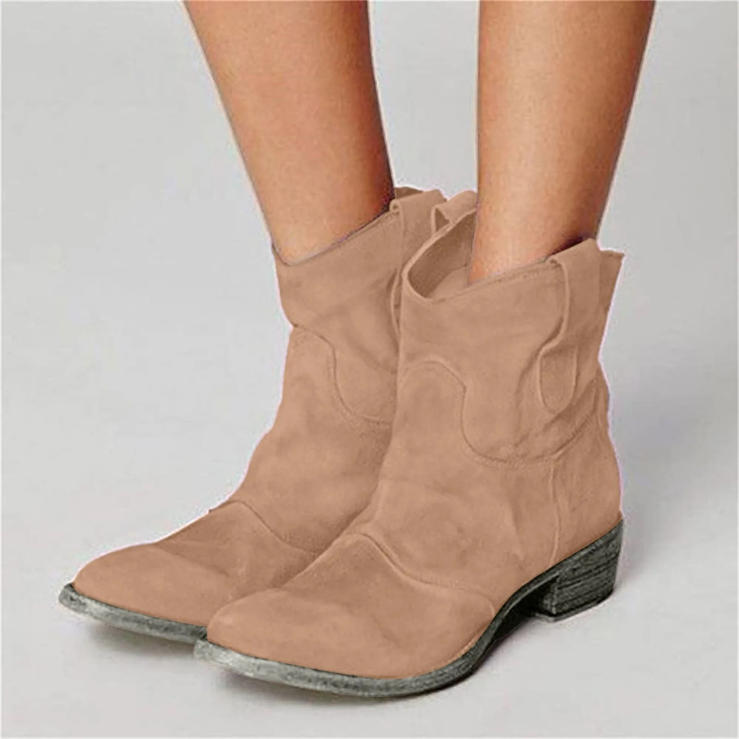 Women's Suede Western Cowboy Ankle Boots