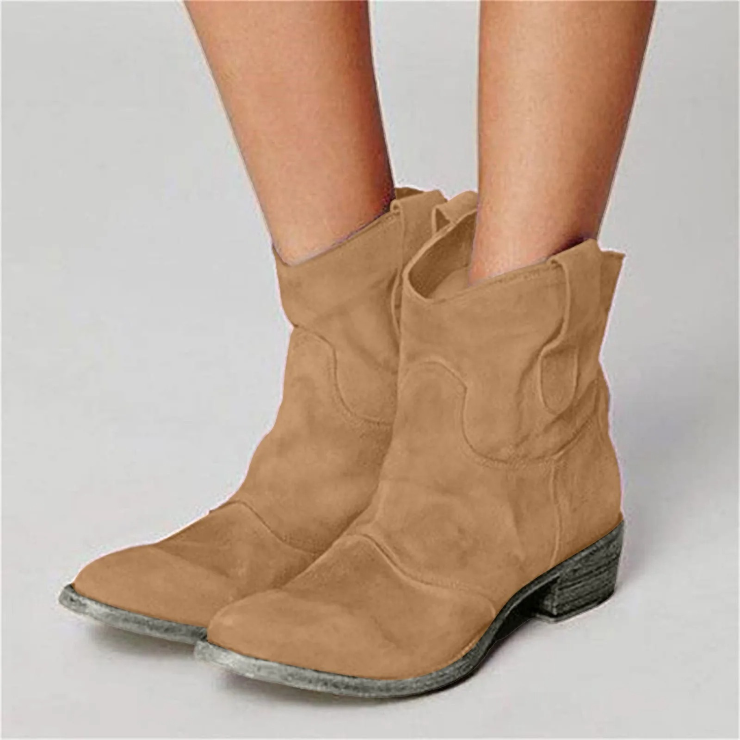 Women's Suede Western Cowboy Ankle Boots