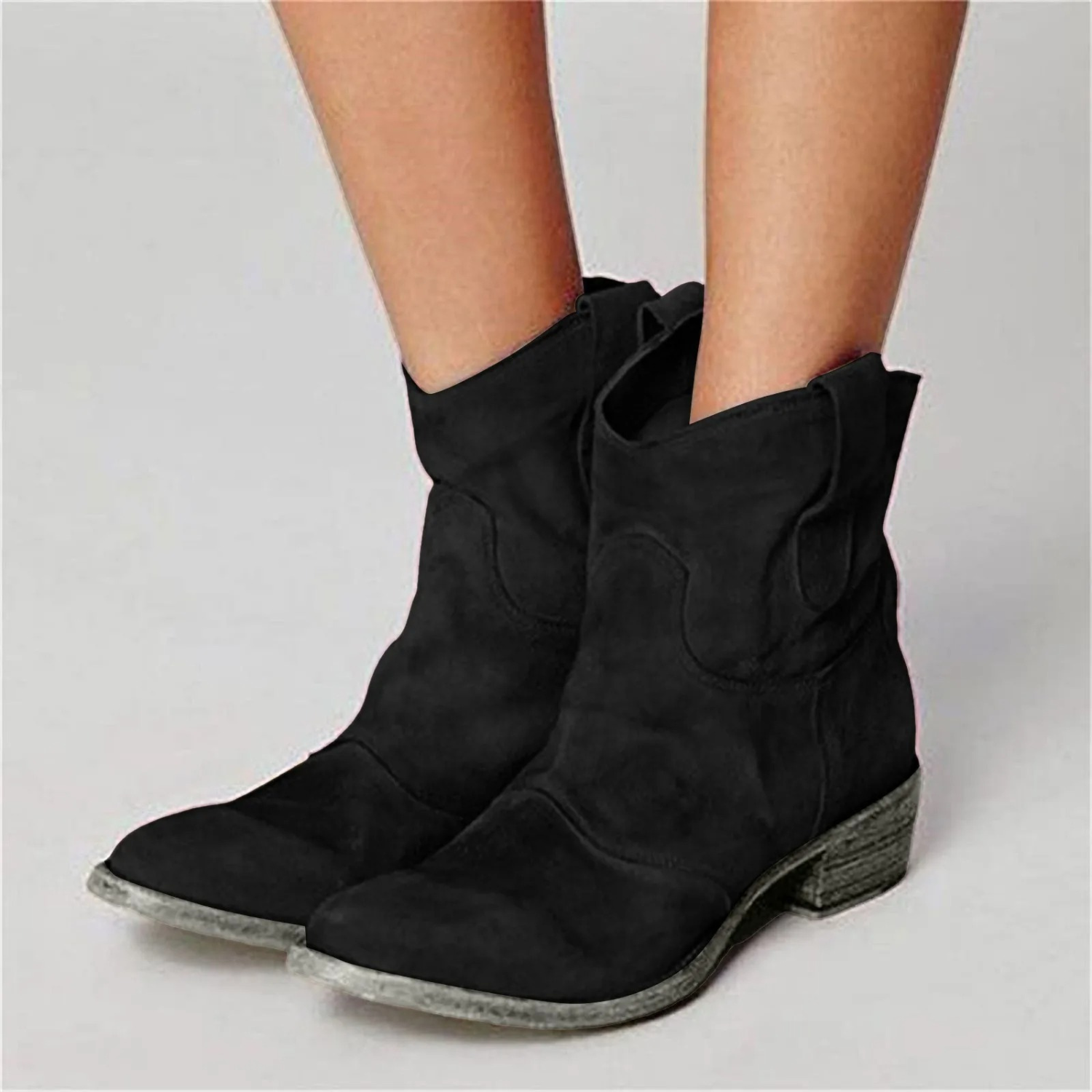Women's Suede Western Cowboy Ankle Boots