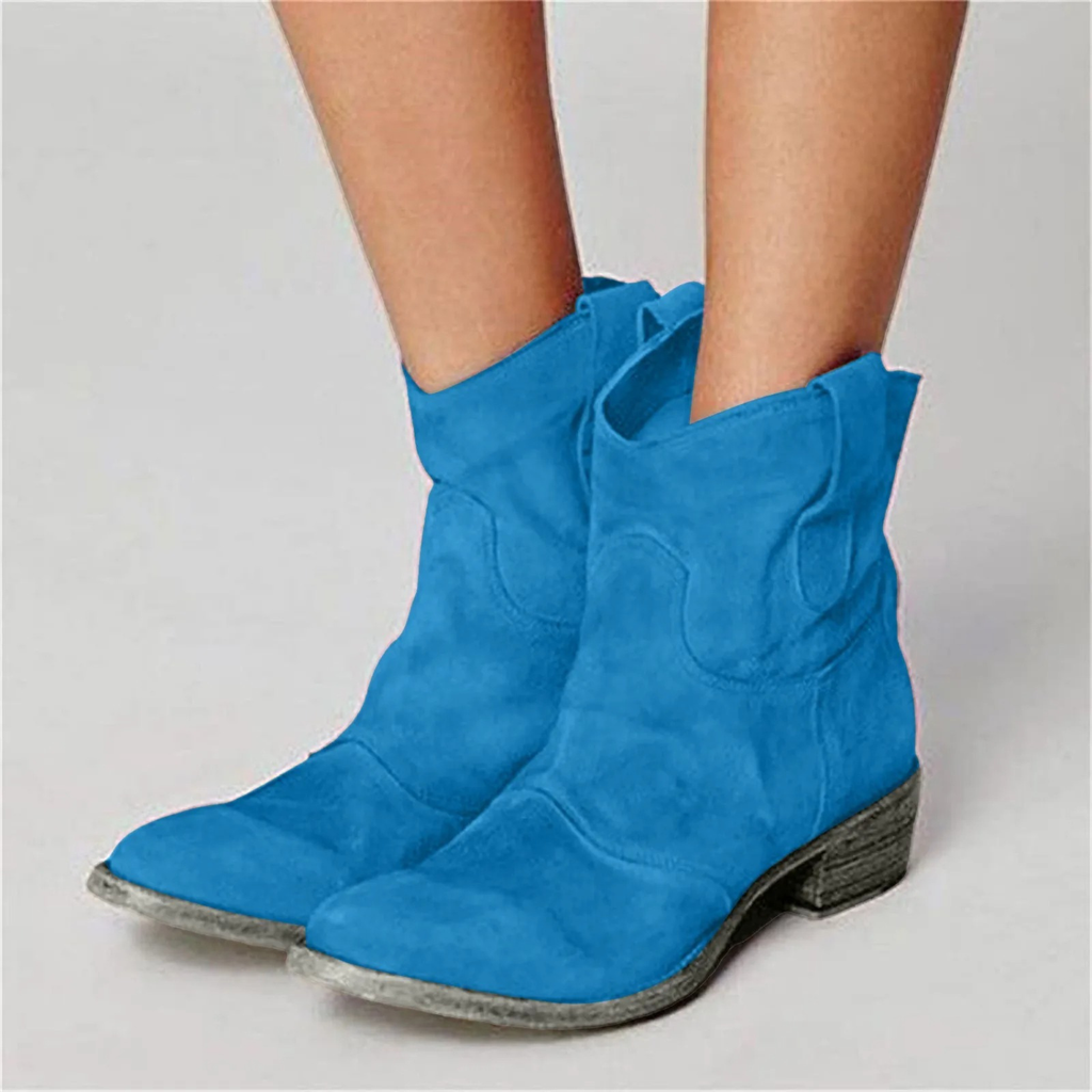Women's Suede Western Cowboy Ankle Boots